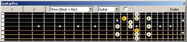 GuitarPro6 7B5B2:5A3 at 12 C pentatonic major scale 1313131 sweep pattern